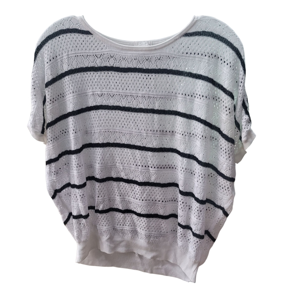 EUC Nu New York White and Black Striped Knit Top One Size